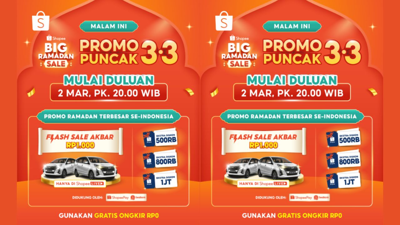 Banjir Diskon, Ini Dia Daftar Kode Voucher Shopee 3.3 Spesial Big Ramadan Sale