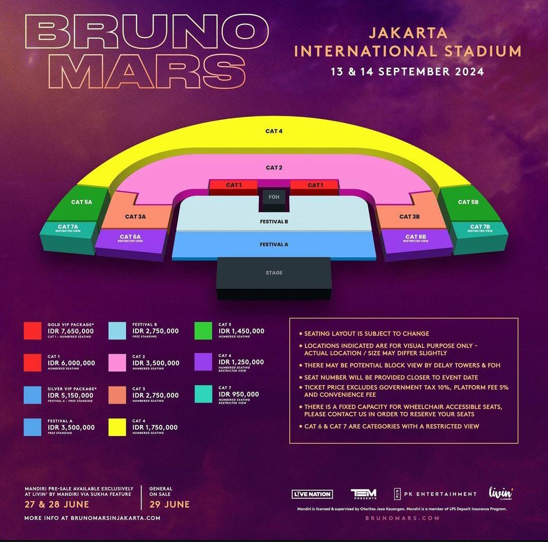 Bruno Mars Kembali Mengguncang Jakarta! Ini Jadwal dan Harga Tiket Konser 'Bruno Mars 2024 World Tour'