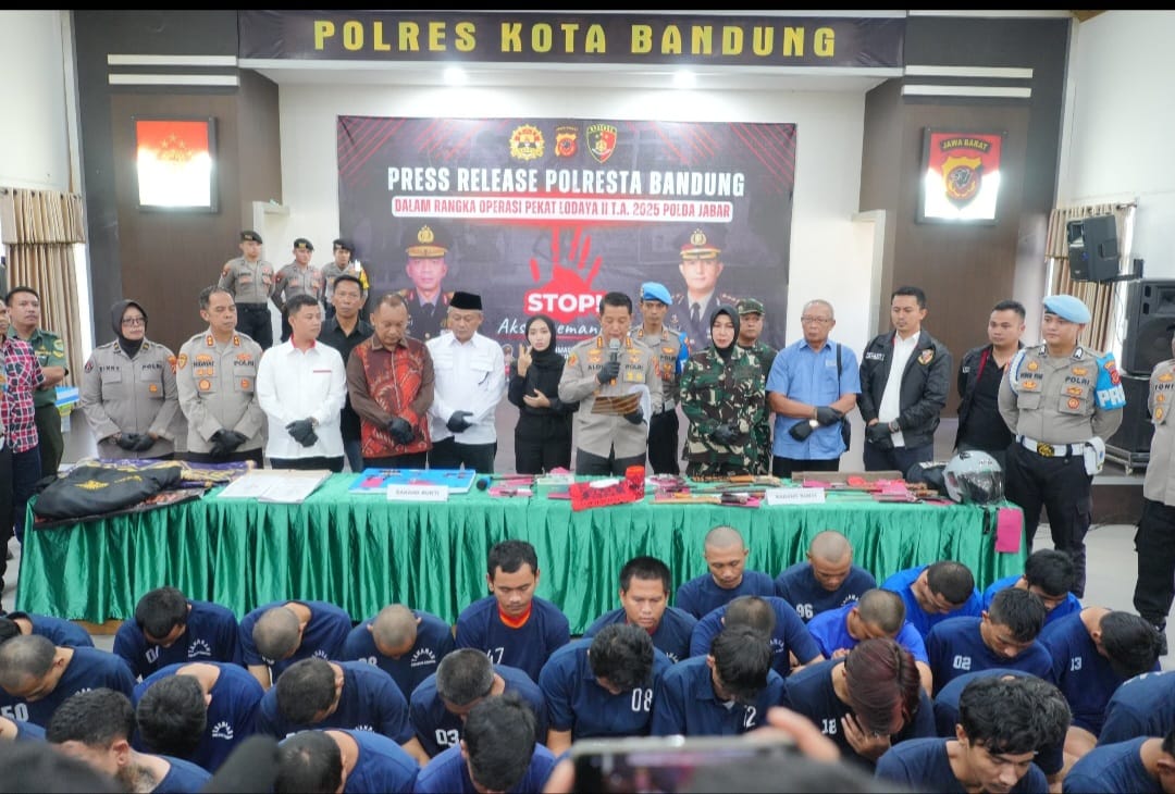 Operasi Pekat Lodaya 2025, Polresta Bandung Amankan Rarusan Preman