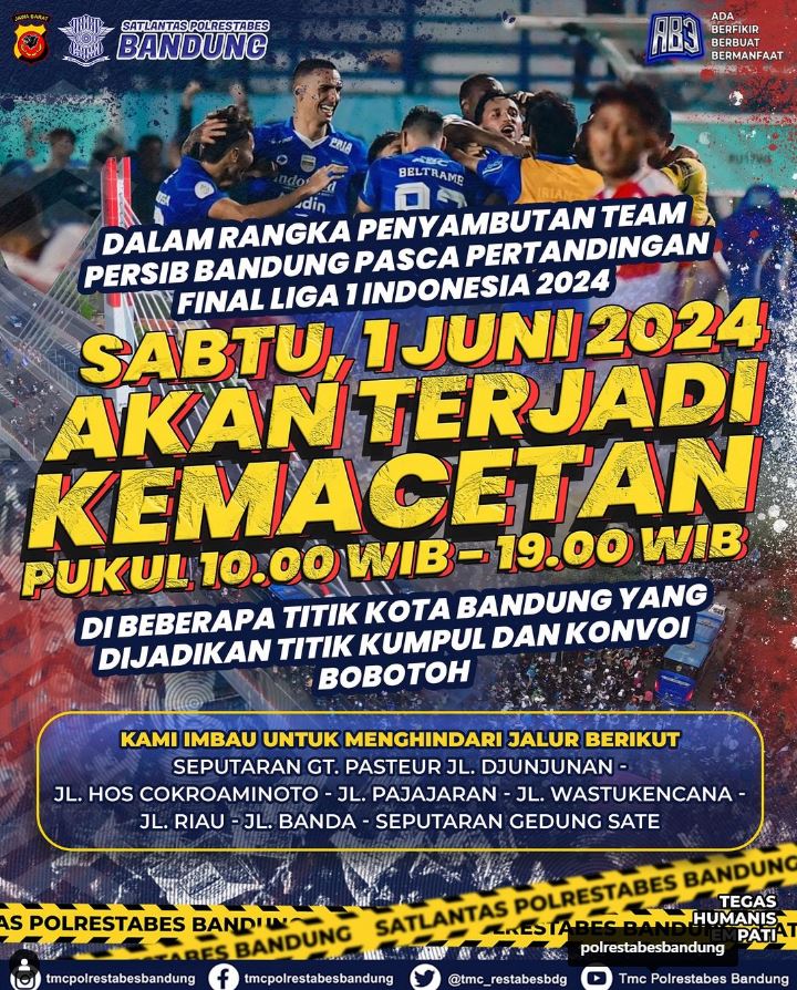 Penyambutan Team Persib Bandung di Final Leg 2 Liga 1, Hindari Jalanan Ini Agar Terhindari Kemacetan!