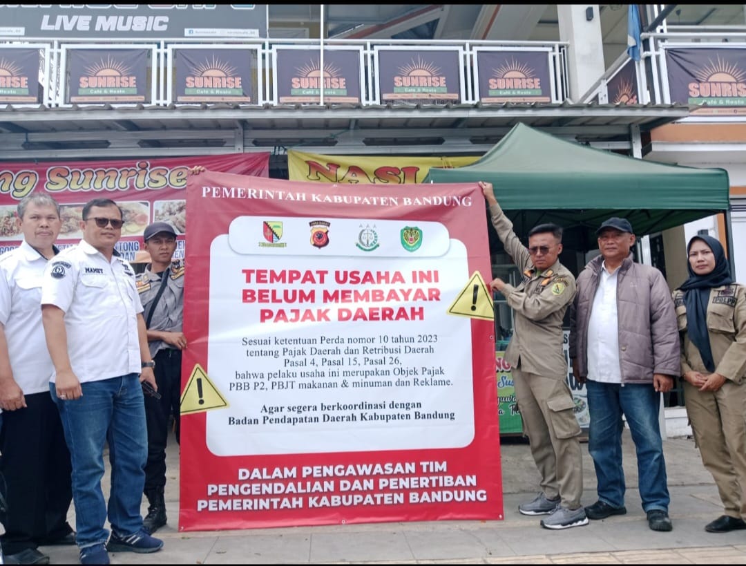 Bapenda Kabupaten Bandung Pasang Spanduk Peringatan Bagi Tempat Usaha Tak Bayar Pajak