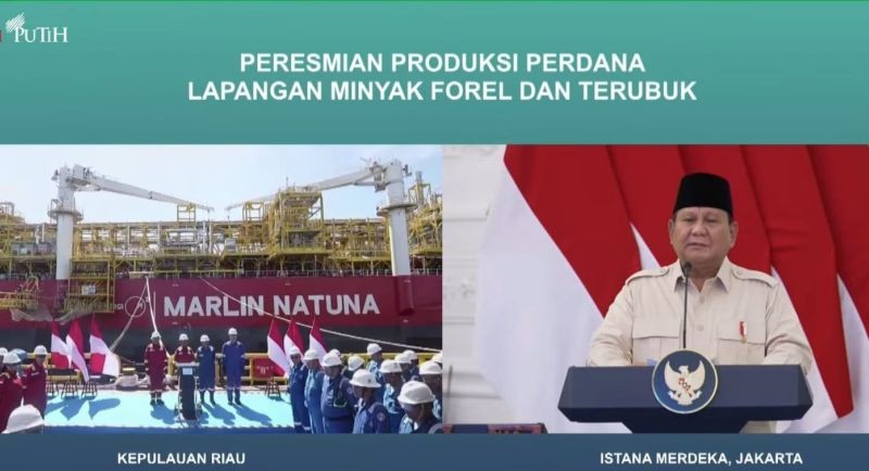 Presiden Prabowo Resmikan Produksi Perdana Migas di Lapangan Forel dan Terubuk di Natuna