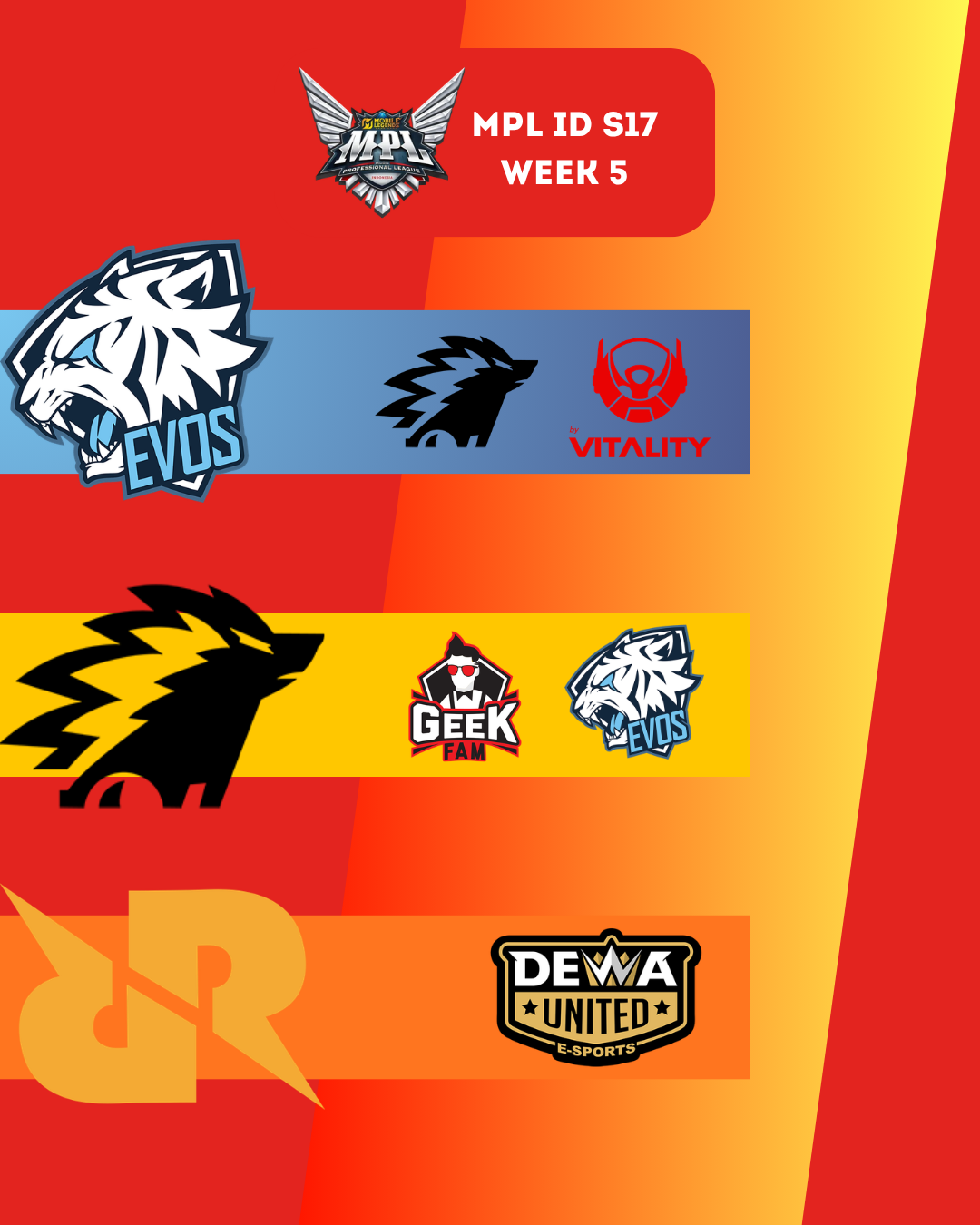 Jadwal MPL ID S17 Pekan Ini (Week 5): Ujian Berat ONIC dan EVOS, Dewa United vs RRQ