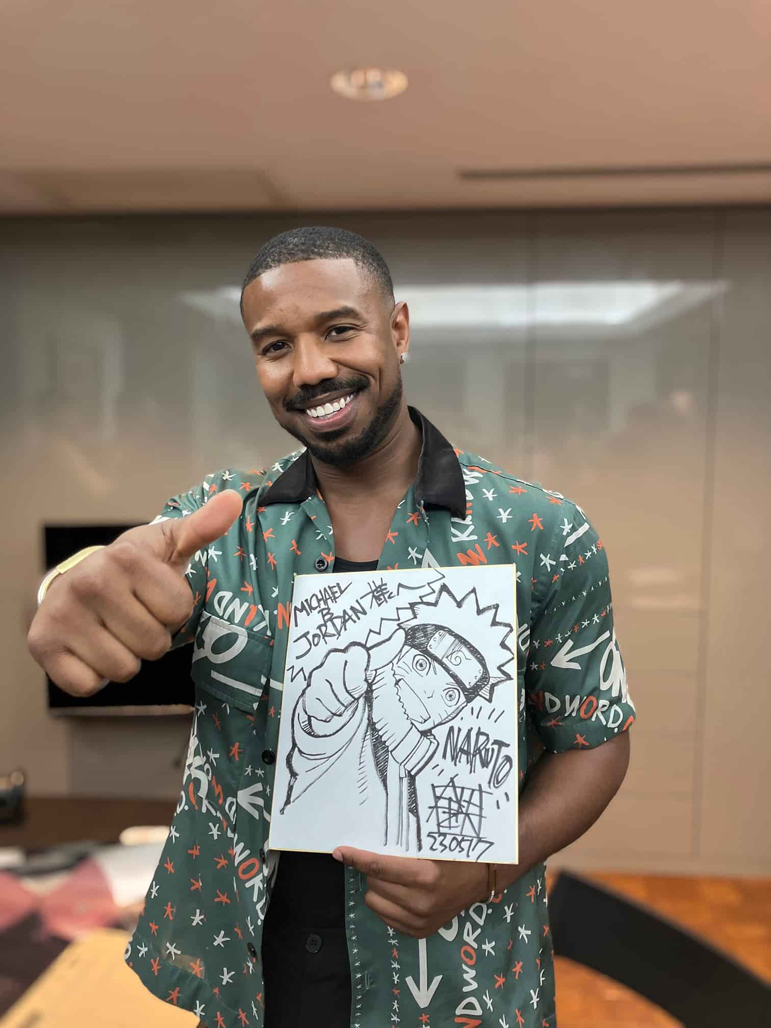 Mengunjungi Jepang, Bintang Creed 3 Michael B. Jordan Dapat Ilustrasi Khusus Naruto