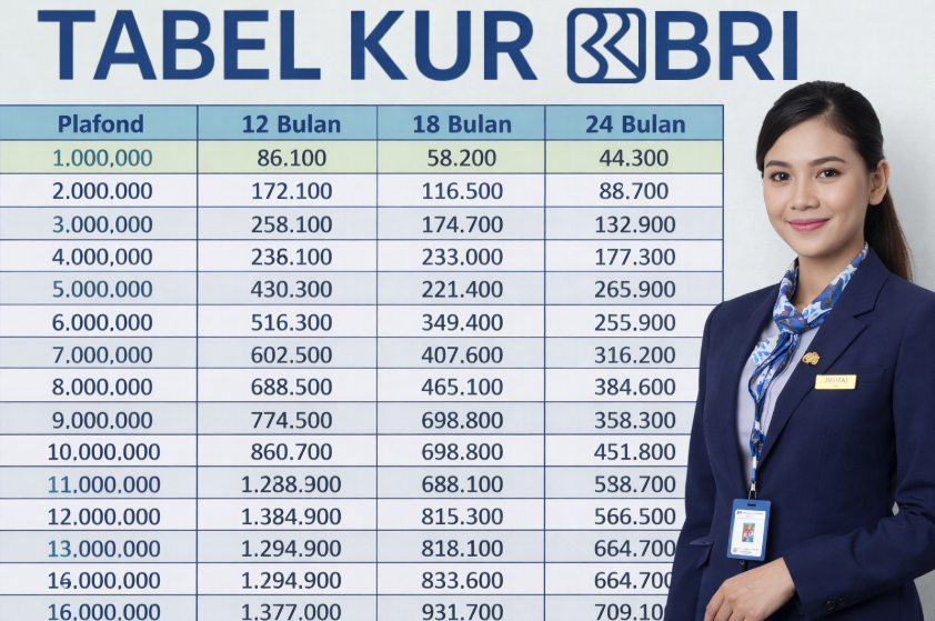 Update Tabel KUR BRI April 2026: Simulasi Cicilan Rp100 Juta Termurah!