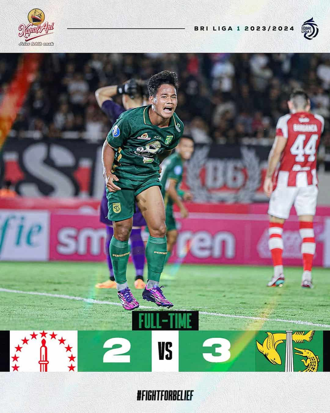 Hasil Liga 1 Persis vs Persebaya: Hujan Gol Babak Ke-2, Bajul Ijo Menang 3-2