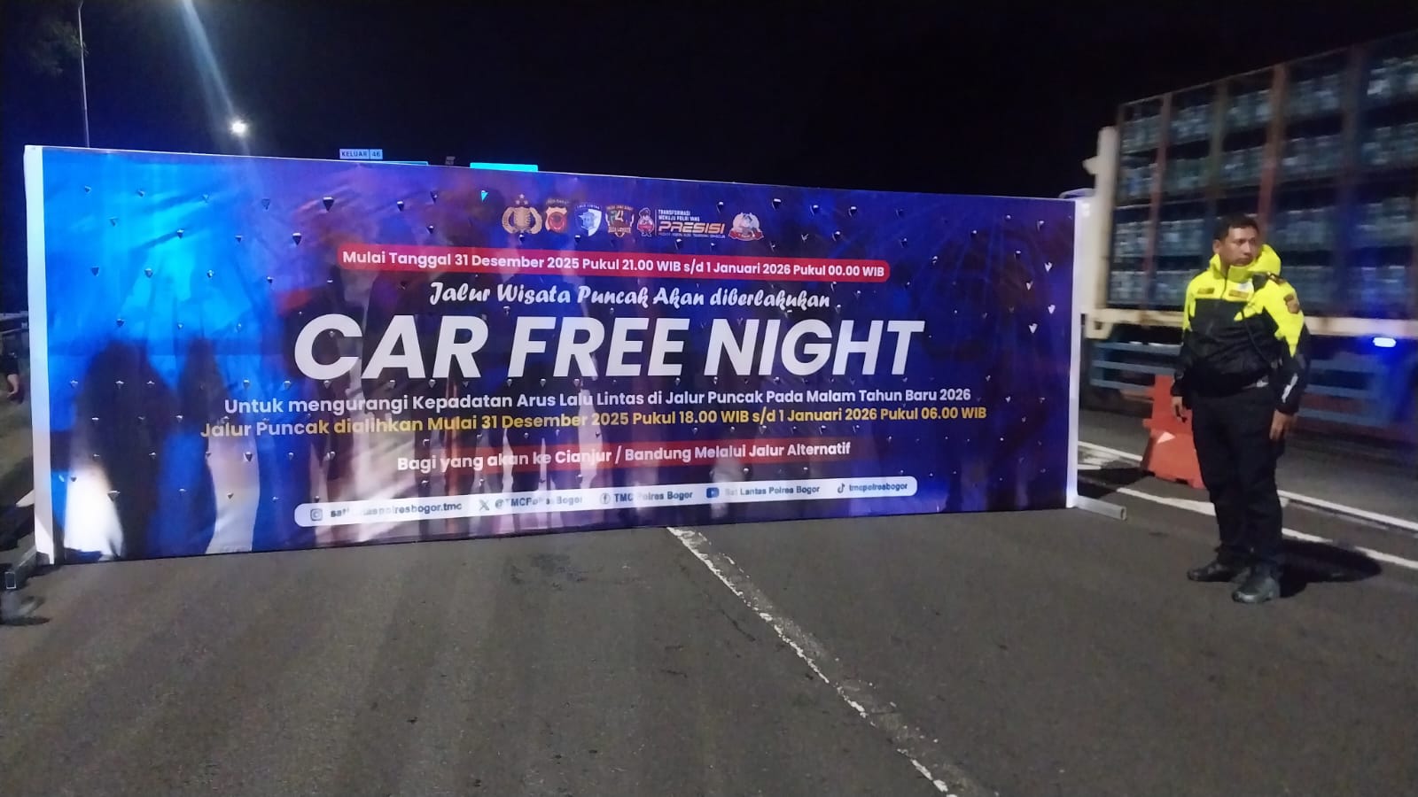 Satlantas Polres Bogor Tutup Jalur Interchange Exit Tol Ciawi Menuju Simpang Gadog