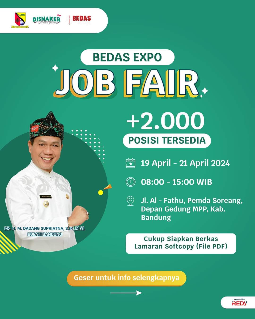 Job Fair Bedas Expo Kabupaten Bandung Sediakan 2400 Lowongan, Ini Cara Daftarnya! 