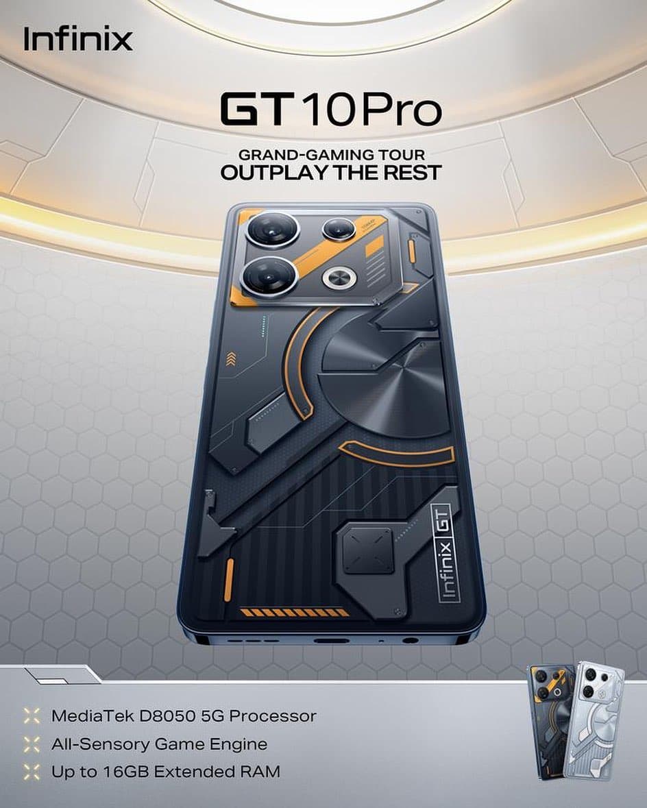 HP Gaming Canggih Infinix GT 10 Pro Rilis! Bawa Kamera 108MP, Chipset MediaTek Dimensity 8050 dan Desain Unik