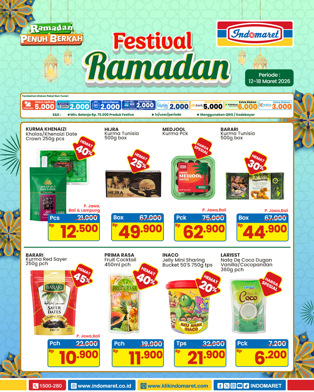 Promo Indomaret Hari Ini 13 Maret 2026: Kurma Diskon sampai 45 Persen, Nata de Coco Mulai Rp6.000