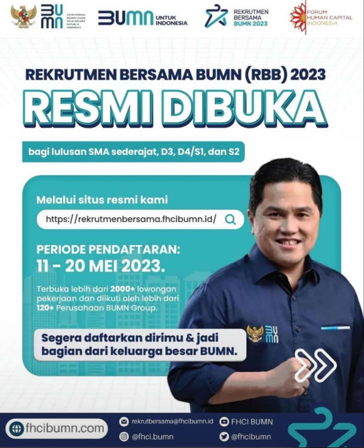 Resmi Dibuka Hari Ini!  Berikut Jadwal, Syarat dan Link Daftar BUMN 2023!