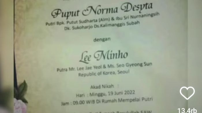 Wanita Jateng Menikah Dengan Lee Minho Jadi Pusat Perhatian Warganet