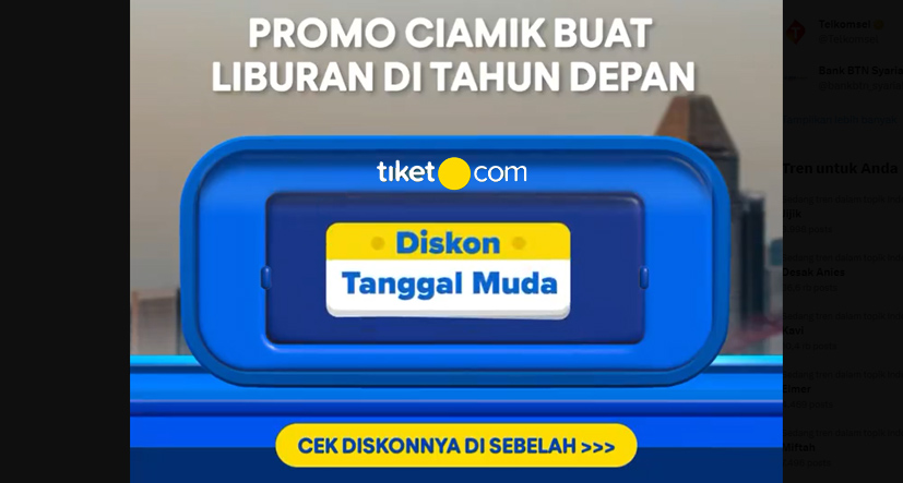 20 Kode Promo tiket.com Januari 2024 Awal Tahun Meriah Penuh Diskon