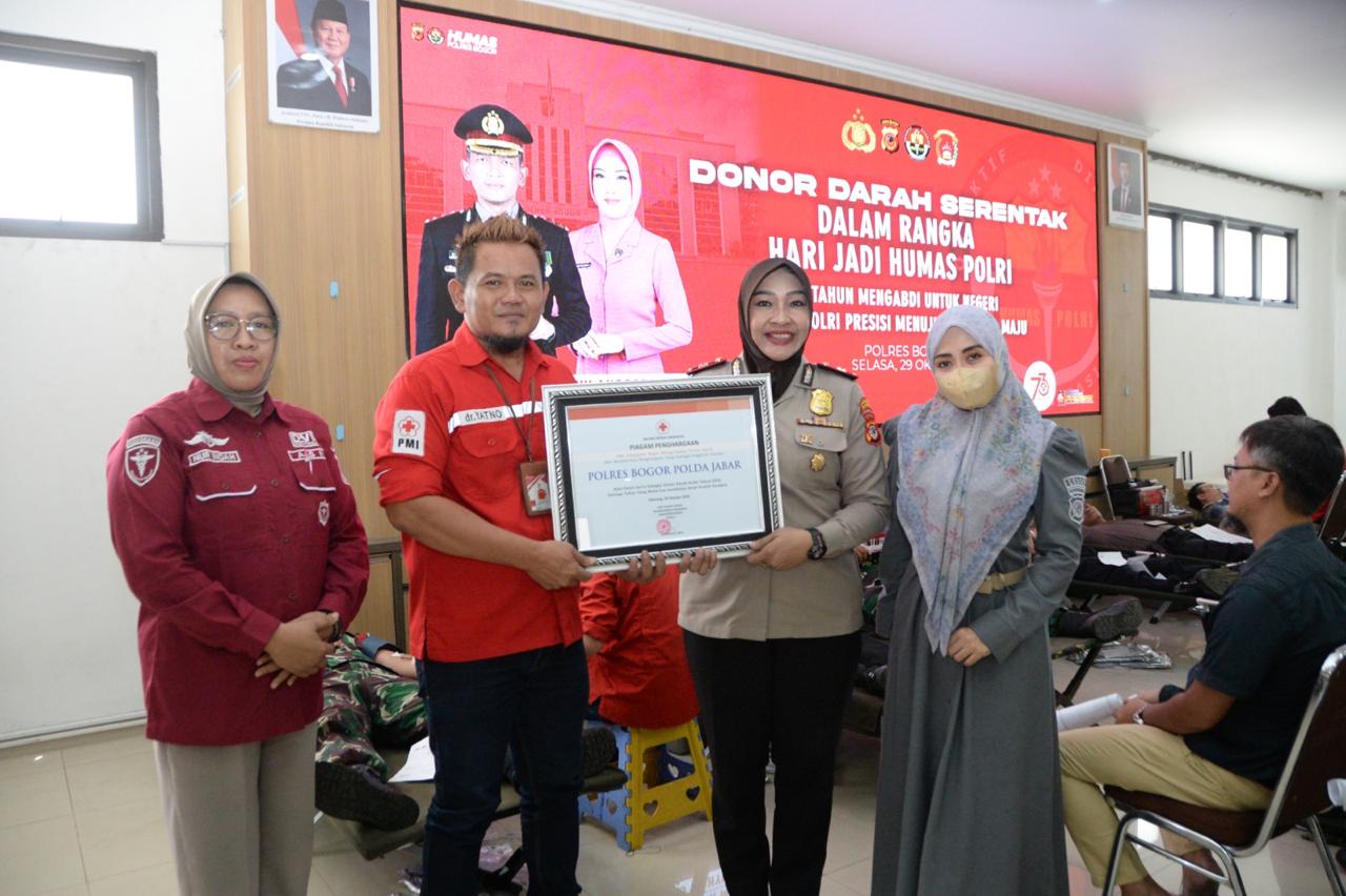 Kumpulkan 487 Kantong Darah, Polres Bogor Sukses Gelar Donor Serentak HUT Humas Polri ke-73   