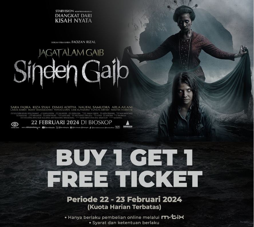 Jangan Terlewatkan! Cinema 21 Adakan Promo Buy 1 Get 1 Free Tiket Film Sinden Gaib, Cek di Bawah!