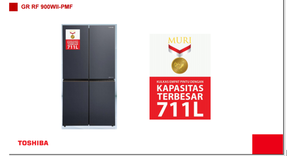 Toshiba Raih Rekor MURI dengan Kulkas 4 Pintu Kapasitas 711 L, Hadirkan Solusi Optimal untuk Keluarga Besar