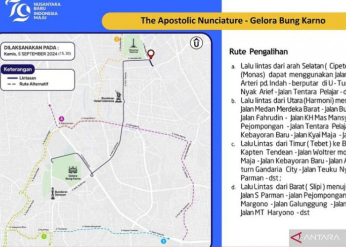 Dishub DKI Jakarta Terapkan Rekayasa Lalu Lintas untuk Kunjungan Paus Fransiskus   