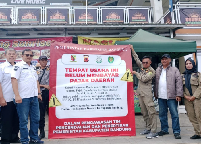 Bapenda Kabupaten Bandung Pasang Spanduk Peringatan Bagi Tempat Usaha Tak Bayar Pajak