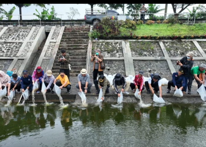 Sinergitas! DPRD dan Dispakan Kabupaten Bandung Tebar Benih Ikan 9000 Ekor, Ini Tujuannya 