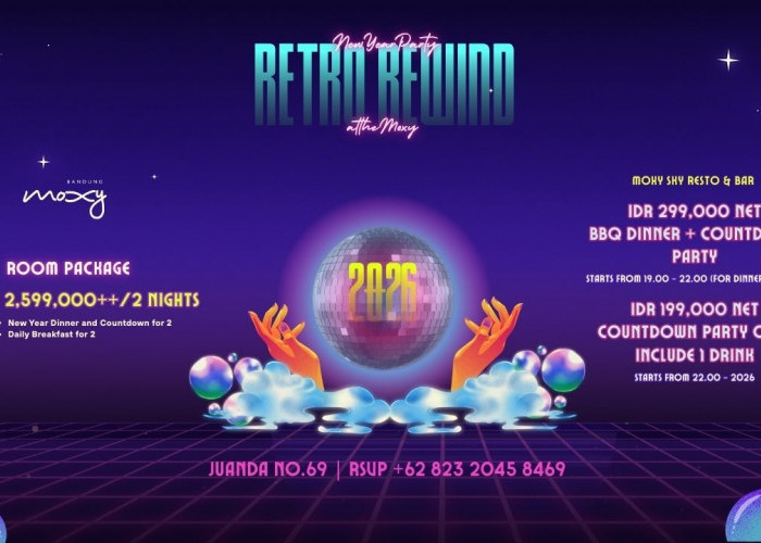 Sambut 2026 dengan Nuansa Retro, Moxy Bandung Hadirkan Pesta “Retro Rewind” Penuh Nostalgia