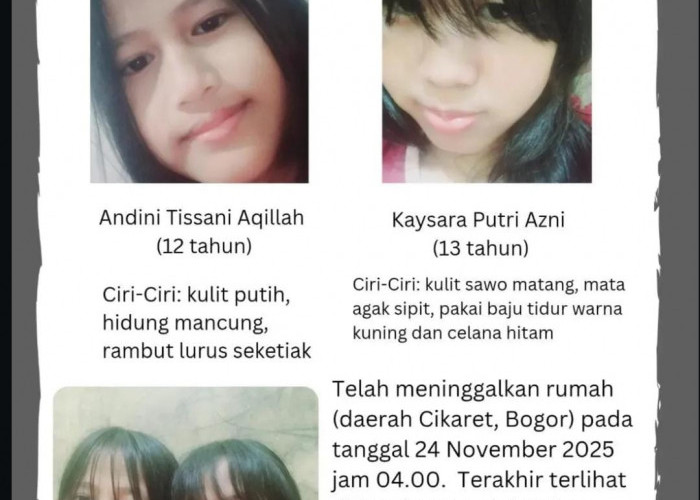 Polisi Bilang Kakak Adik Perempuan Asal Cibinong yang Sempat Hilang Sudah Ditemukan