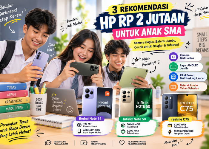 3 Rekomendasi HP Rp 2 Jutaan untuk Anak SMA, Kamera Bagus dan Baterai Jumbo!