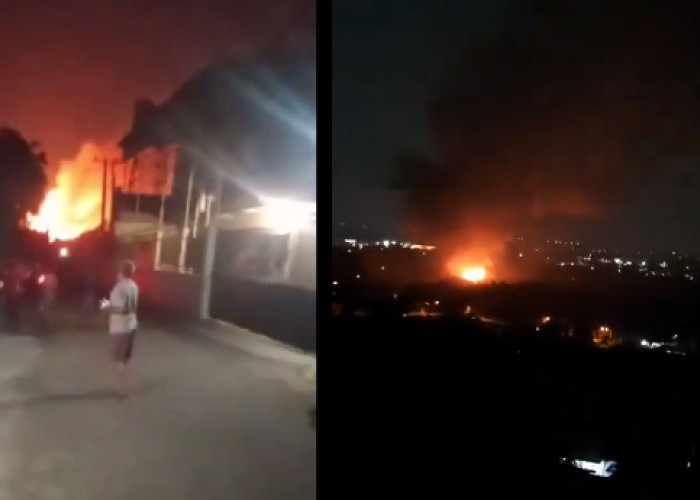 Ngeri! Ledakan Buat Damkar Kesulitan Padamkan Kebakaran Gudang Peluru di Bekasi